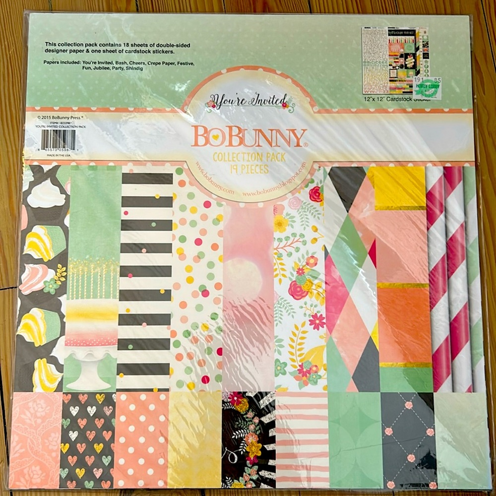 Bo Bunny You’re Invited scrapbook paper collection pack. NWT
